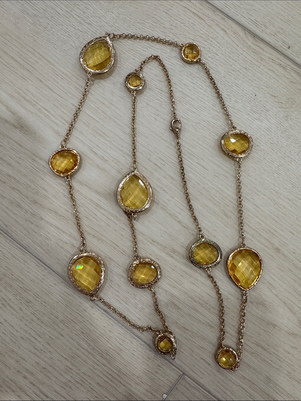 J. Crew Gold-Tone Necklace with Yellow Gem Stations
